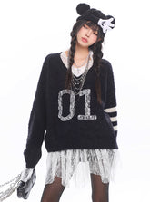 Digital Mink Lace Trim Sweater